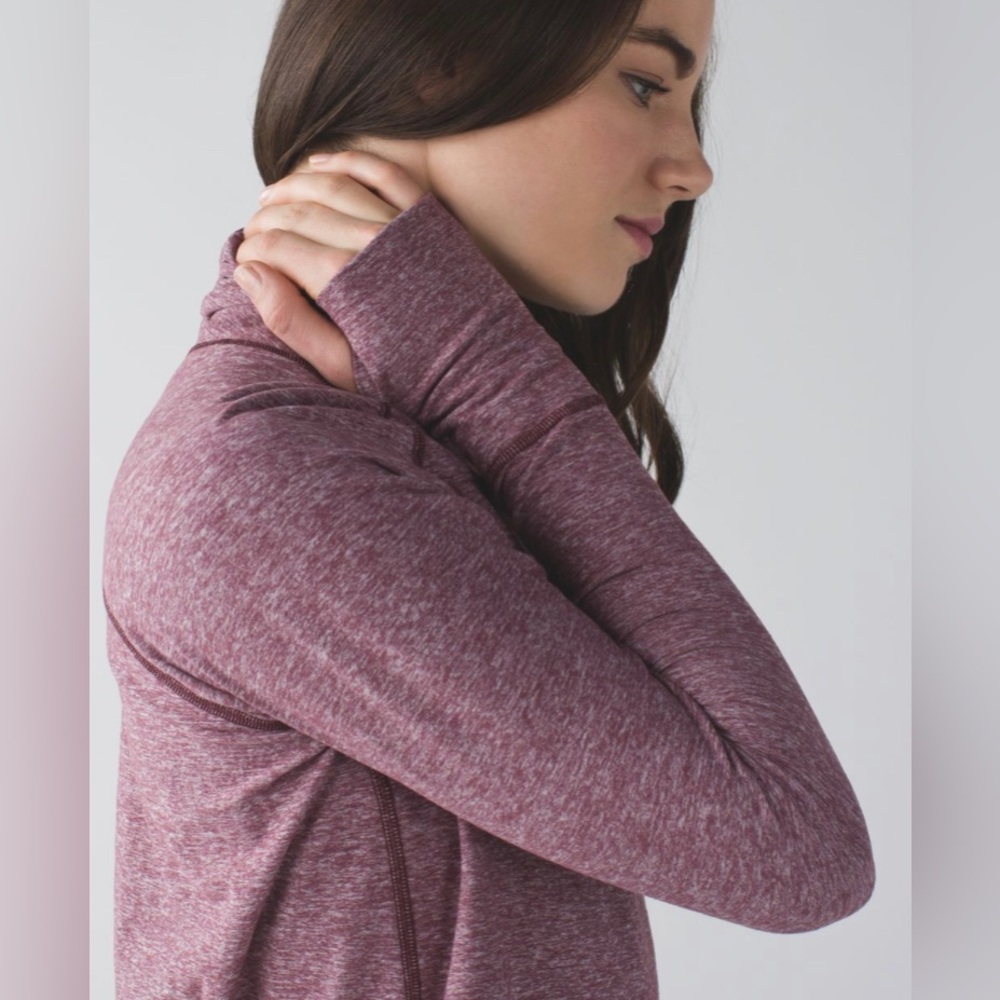 Lululemon Women’s Warm Your Core Long Sleeve Tee Heathered Bordeaux Drama Size 4 - Picture 4 of 8